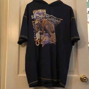 university of michigan vintage short sleeve hoodie